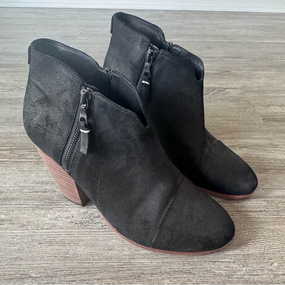 Rag & Bone Margot Black Italian Leather Ankle Boot Bootie 38